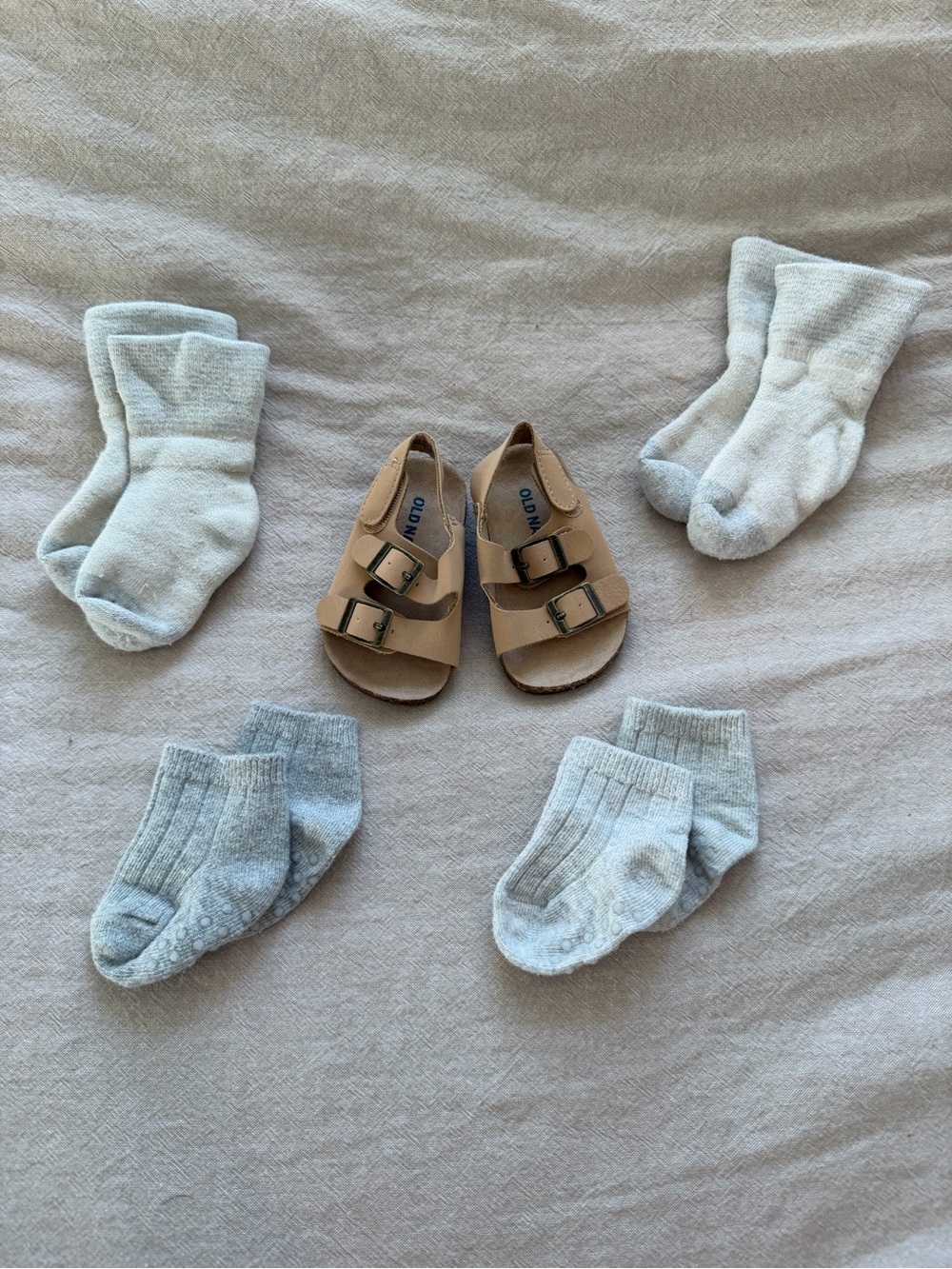 Old Navy Birkenstocks Sandals with Organic Light Gray Baby Socks 0-6M